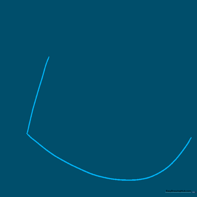 Pencil sketch showing the initial curved bottom and side outline of a face mask.