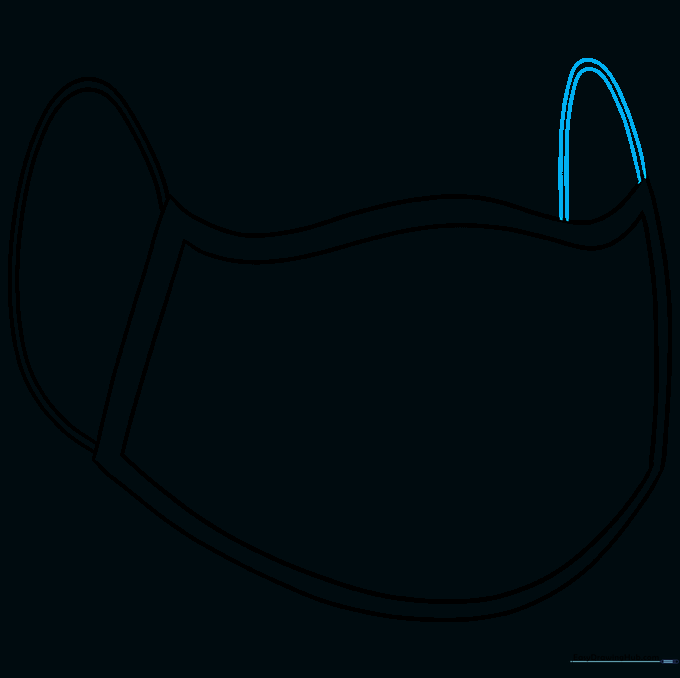 Drawing the second elastic ear loop on the right side of the mask.