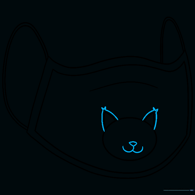 Adding detailed inner ear lines, a small nose, and a mouth to the cat character.