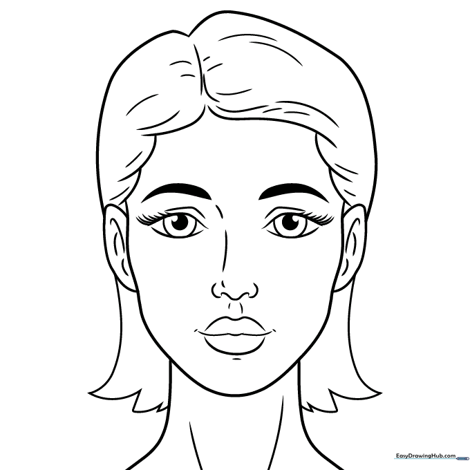 A finished, colored portrait of a character based on the outline tutorial.
