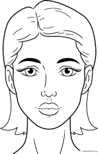 A clean, professional face outline drawing suitable for coloring and practice.