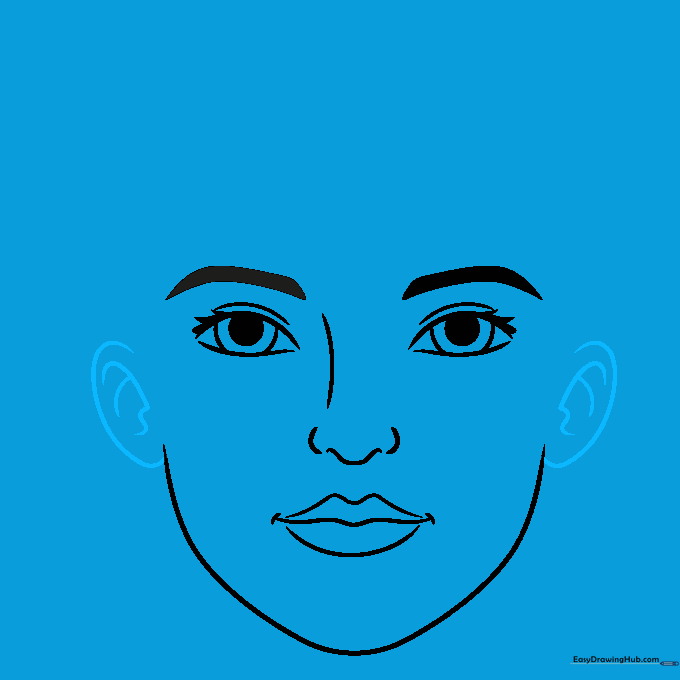 Face portrait with ears added to the sides of the head.