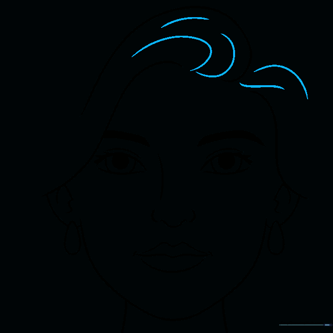 Adding layers of wavy lines to the hair for texture.