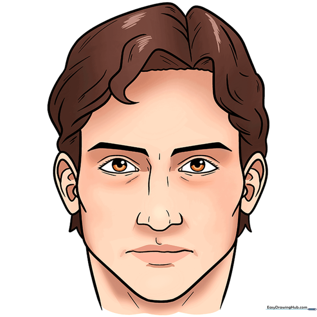 A fully colored, realistic portrait of a person's face.