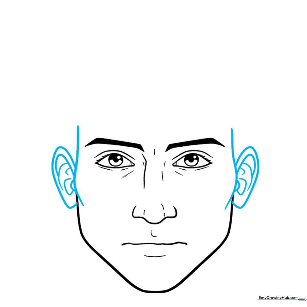 Face outline with ears added to the sides.