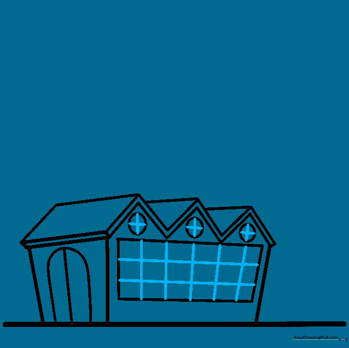 Drawing grid lines inside the windows to create window panes.