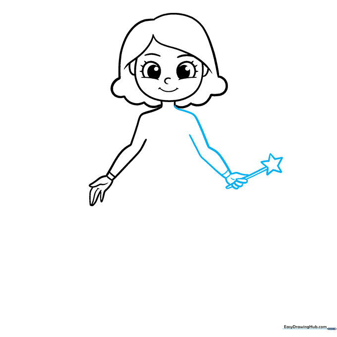 Adding a magic wand with a star tip to the fairy's hand.