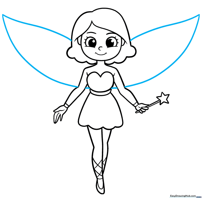 Adding large, pointed fairy wings to the back.