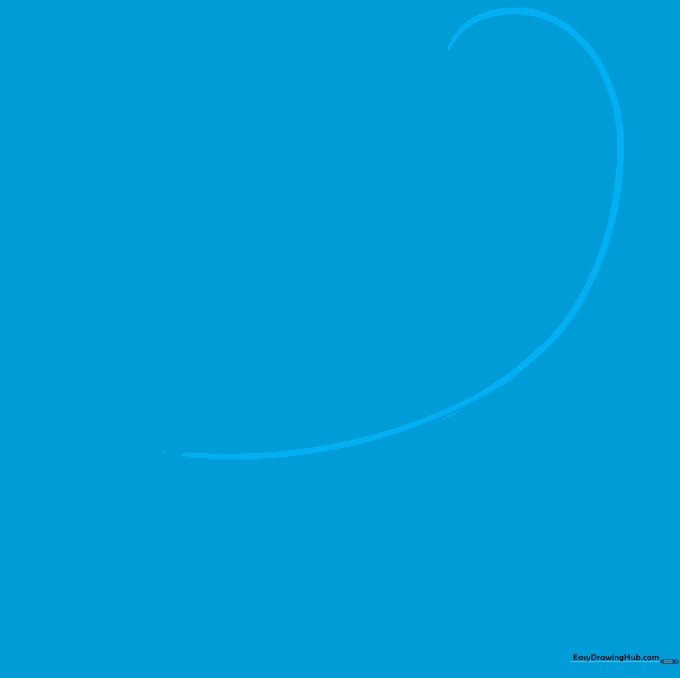 A single curved pencil line forming the silhouette of a falcon's head, neck, and chest.