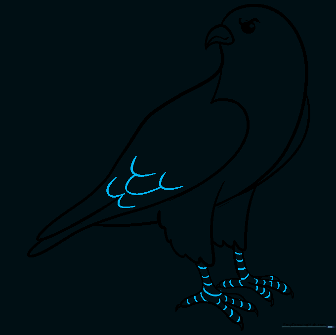 Adding texture lines to the wings and feet to represent feathers.