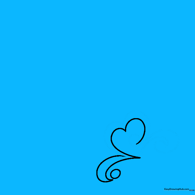 Drawing parallel lines and a deep V-shape to build the structure of the heart.