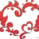 A colorful, stylized fancy heart drawing perfect for Valentine's Day projects.