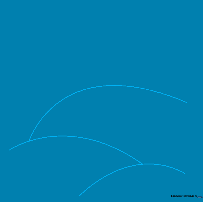 Pencil sketch of rolling hills using overlapping curved lines on a white background.