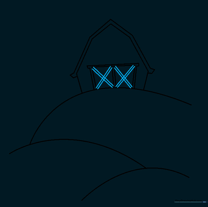 Barn doors with X-shaped cross-bracing details added.