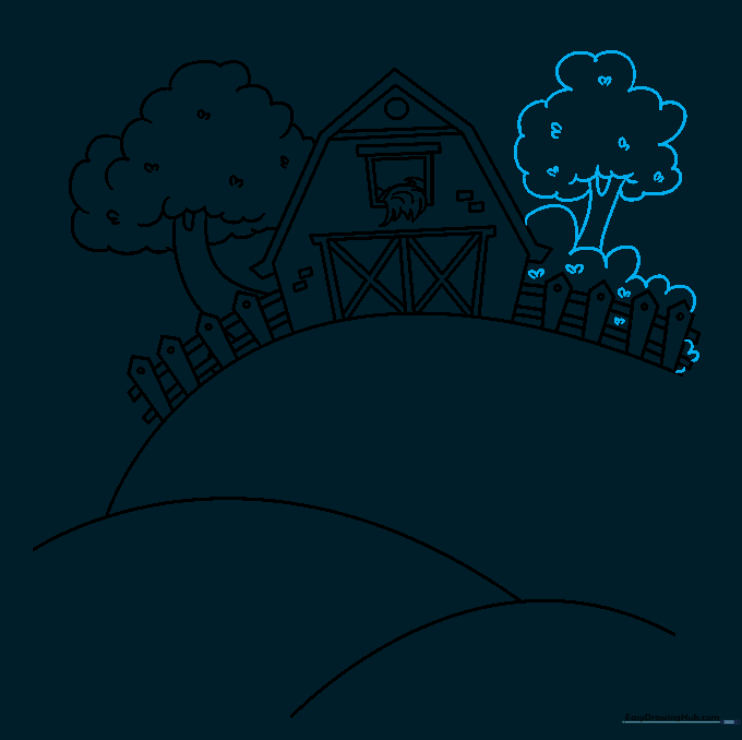 Adding bushes and a second tree to the landscape for depth.