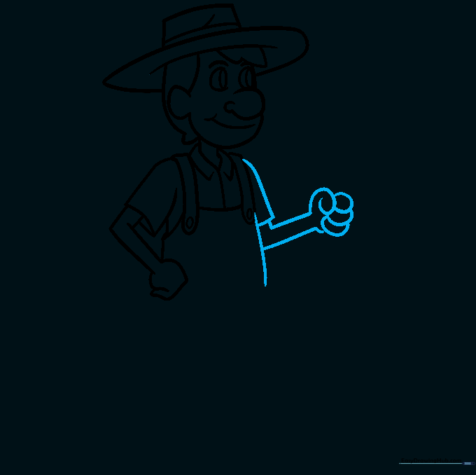 Drawing of the second arm and hand with fingers visible.