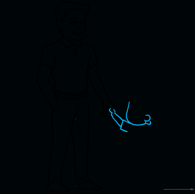 Beginning the outline of the son's head and arm.