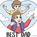 A colorful, finished drawing of a father and son inside a heart, perfect for a Father's Day gift.