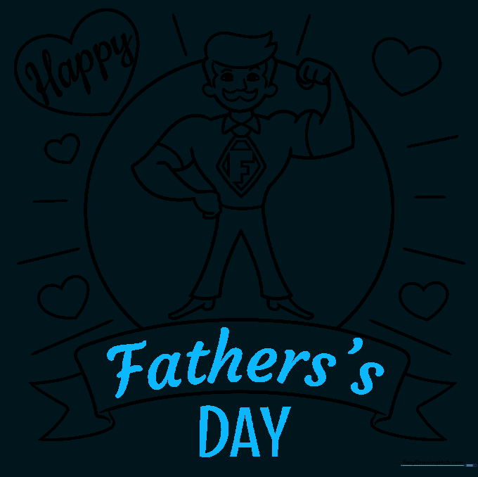 Adding the final text 'Father's DAY' to the banner to complete the card design.