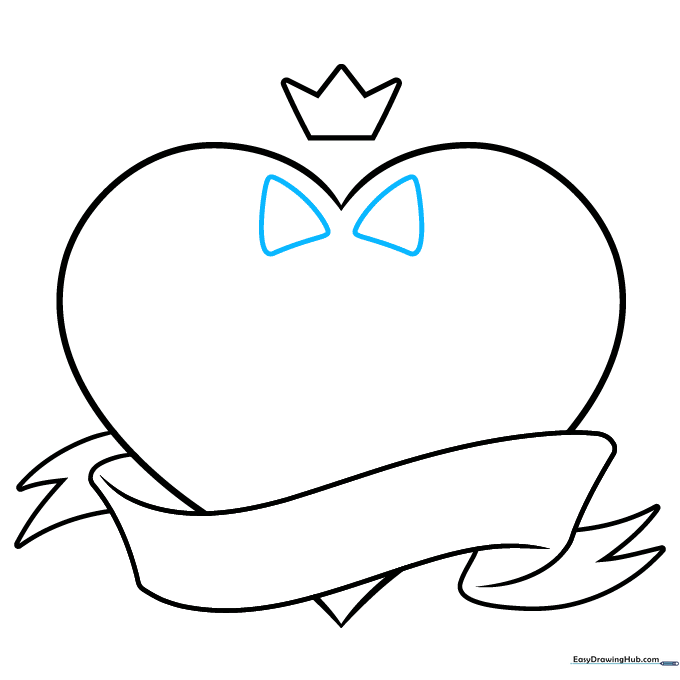 Two rounded triangles inside the heart forming a shirt collar shape.