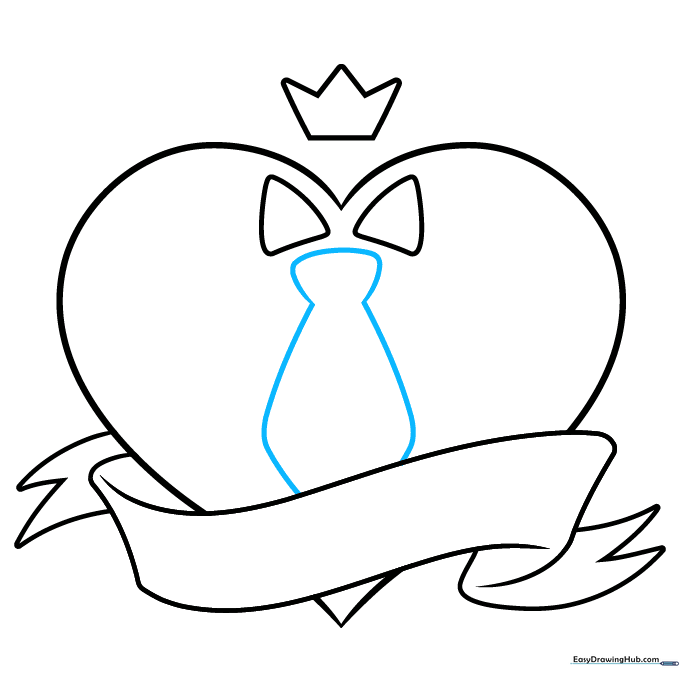 Adding a tie knot and tie shape to the center of the heart.