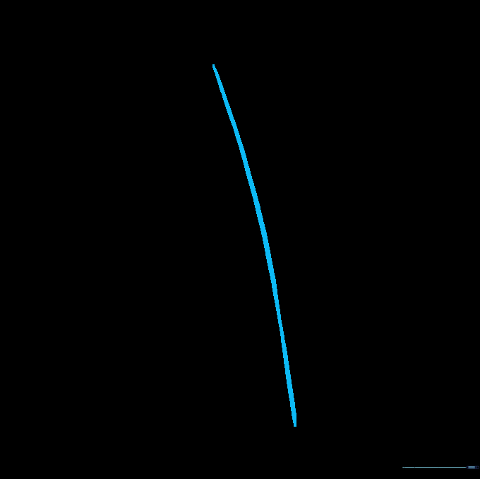A single light, curved pencil line representing the central shaft of a feather.
