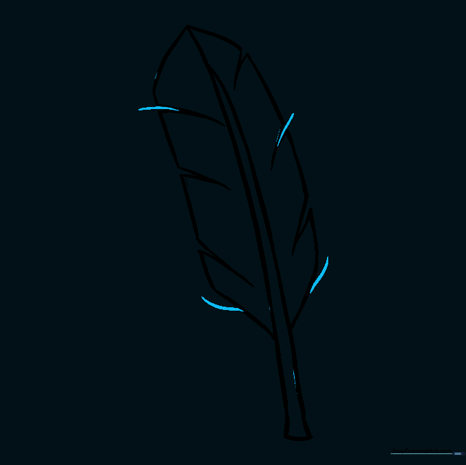 Adding fine, wispy lines to the base of the feather to show texture.