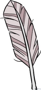 A vibrant, finished feather drawing displayed as a featured art project.