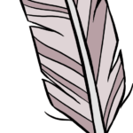 A vibrant, finished feather drawing displayed as a featured art project.