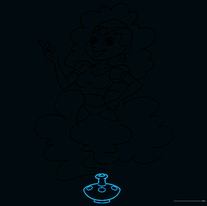 Sketch of a classic genie lamp with details for depth.