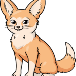 A vibrant, finished illustration of a cute Fennec Fox for a drawing tutorial.
