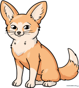 A vibrant, finished illustration of a cute Fennec Fox for a drawing tutorial.