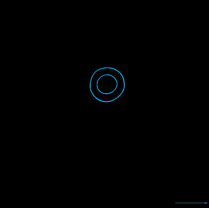 Two concentric circles forming the central hub of a Ferris wheel drawing.