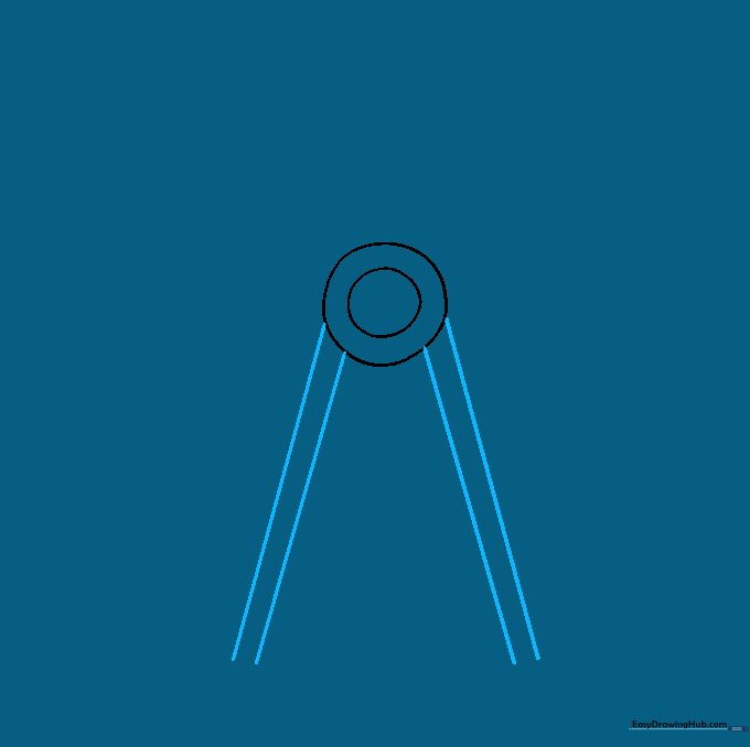 Two diagonal parallel lines extending from the central hub to form the support structure.
