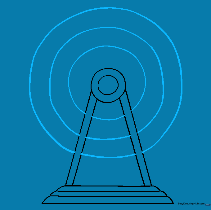 Three concentric circles representing the main frame of the Ferris wheel.