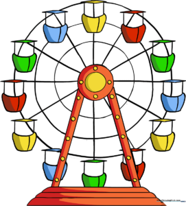 Colorful, completed Ferris wheel illustration for kids.