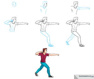 Colorful illustration of a dynamic fighting anime character ready for action.