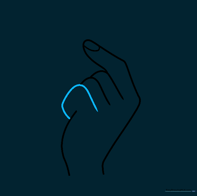 Adding the pinky finger to the side of the hand to complete the palm structure.