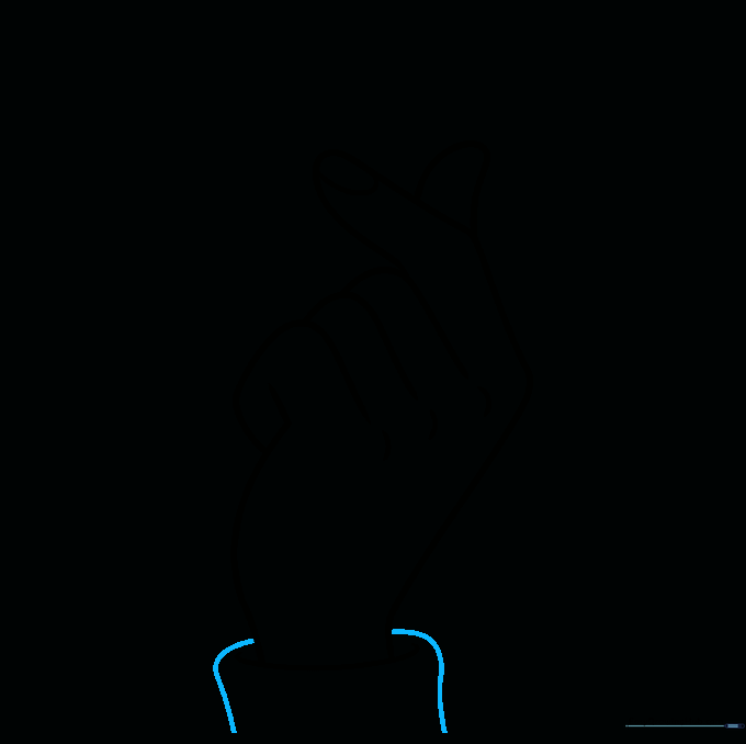 Completing the sleeve cuff with curved lines to add depth to the drawing.