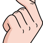 Final colored finger heart illustration showing a hand making a heart gesture.