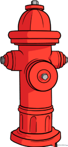 A colorful, finished fire hydrant illustration, perfect for city-themed art projects.