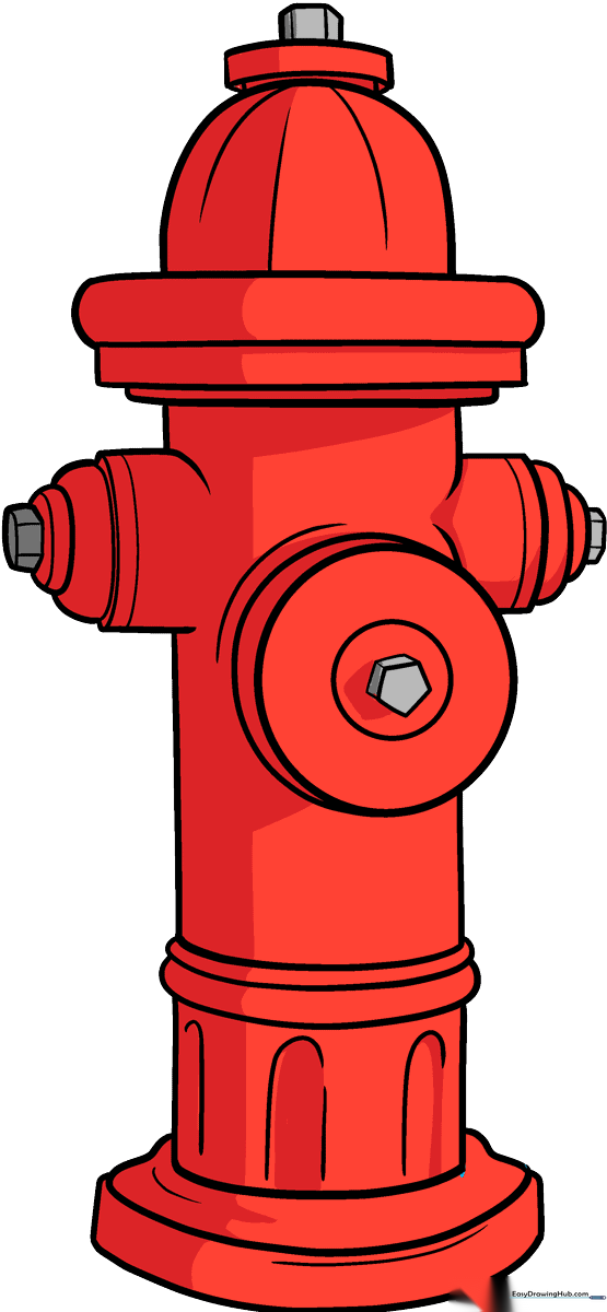 A colorful, finished fire hydrant illustration, perfect for city-themed art projects.