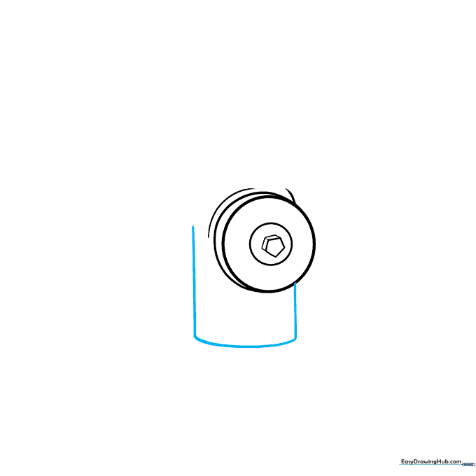 Drawing the vertical lines that define the main cylindrical body of the fire hydrant.