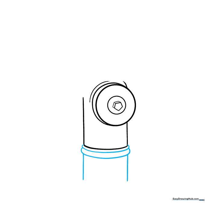 Adding curved shapes to the bottom of the cylinder to begin forming the hydrant base.