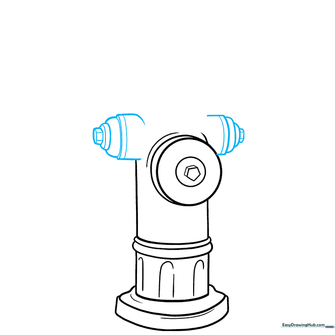 Adding side outlets to the hydrant body with detailed bolt textures.