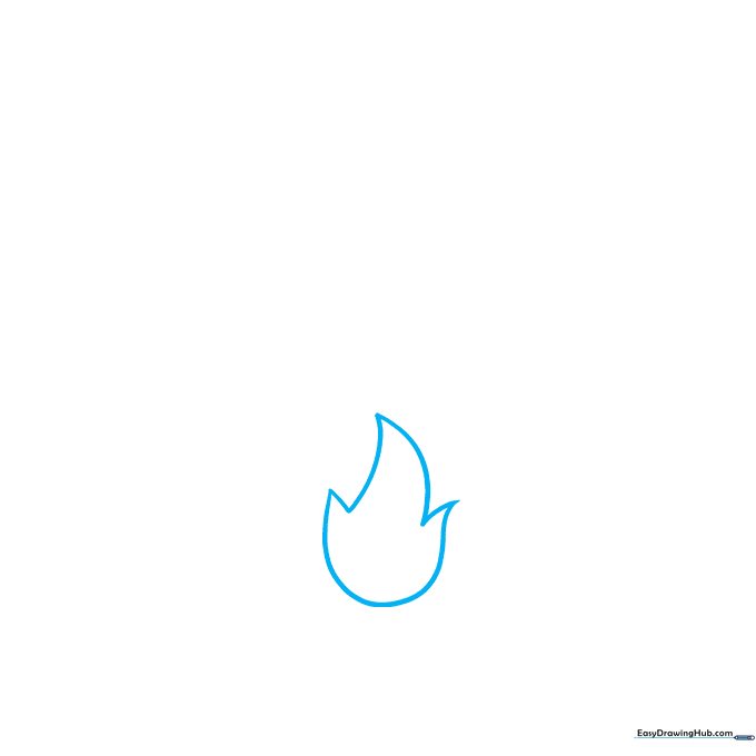 A single small flame drawn with smooth, curved lines meeting at a sharp tip.