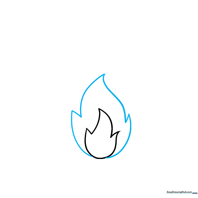 A second, larger flame layer surrounding the first, using jagged, organic lines.