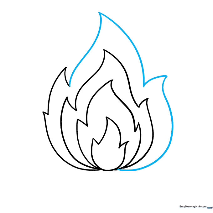 The completed outline of the fire, showing all layers connected.