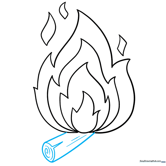 A cylindrical log with wood grain textures added to the base of the fire.