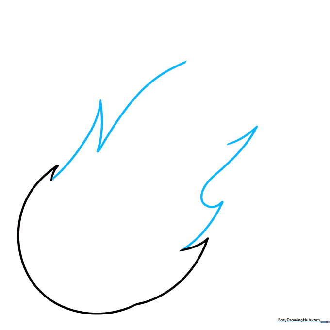Adding jagged, curved lines to the sides of the fireball shape to create movement.